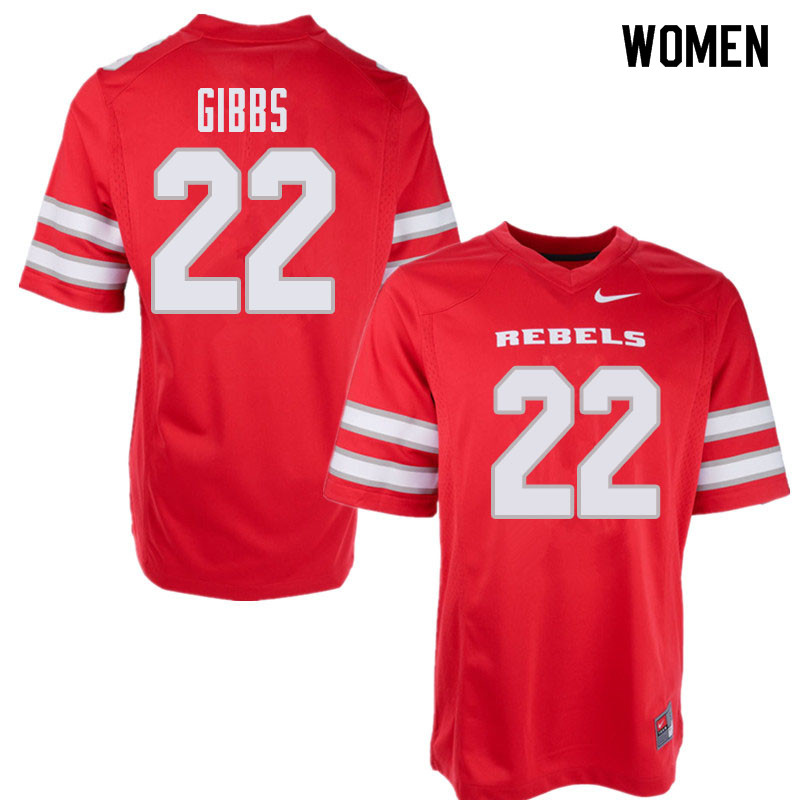 Women's UNLV Rebels #22 Demitrious Gibbs College Football Jerseys Sale-Red - Click Image to Close